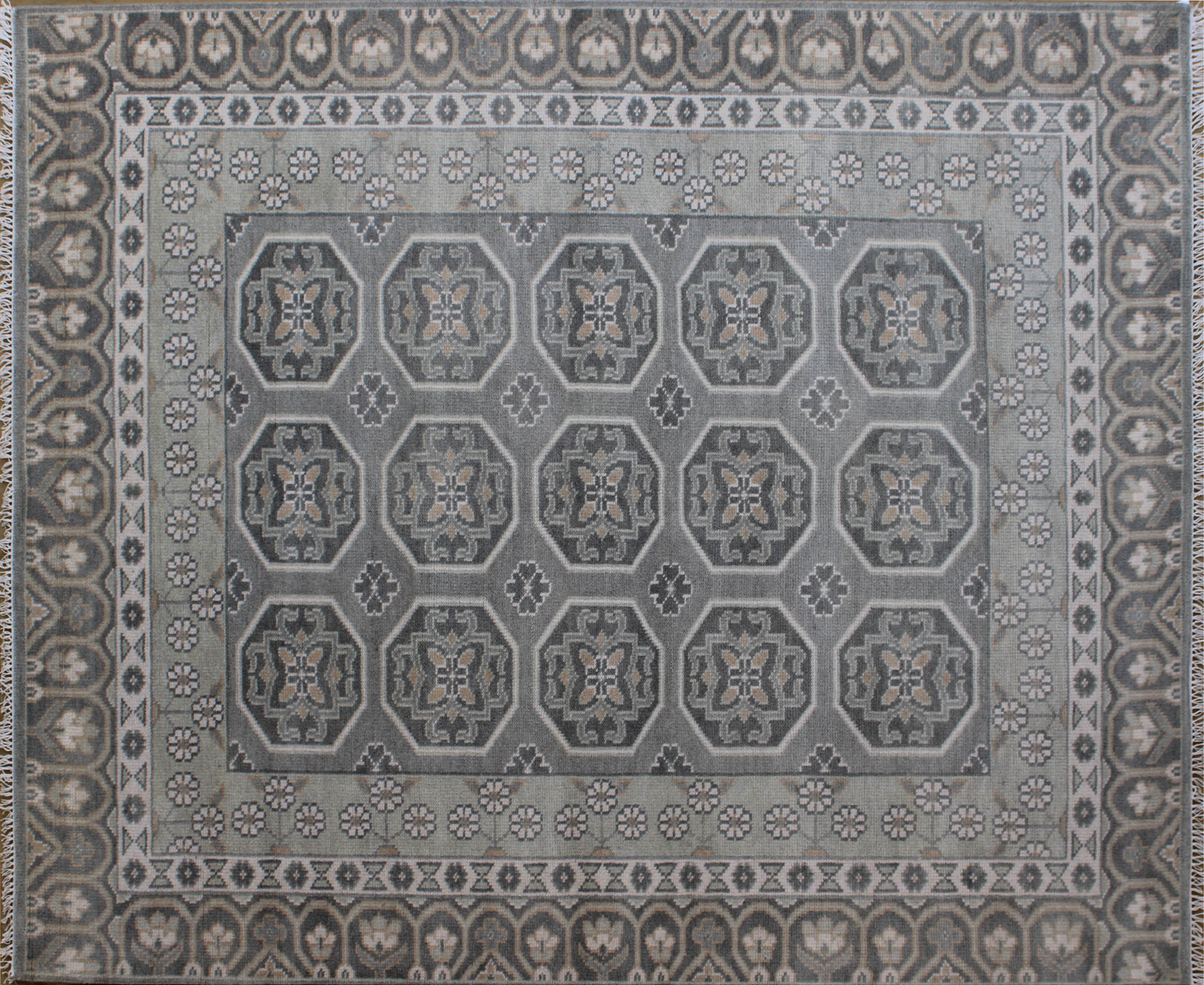 Contemporary Gray Semitwist Rug 8ft x 10ft - Handknotted Carpet Manufacturer Mirzapur
